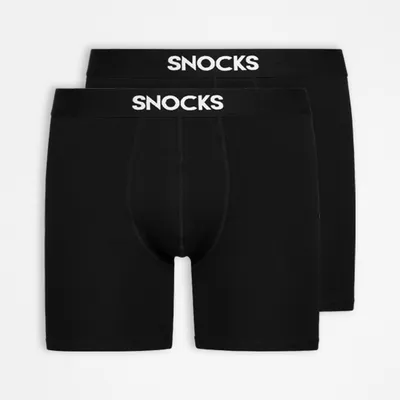 Snocks Boxershorts Long Leg Men, 2pcs – BLACK