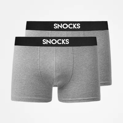 Snocks Boxershorts with Logo Men, 2pcs – Hellgrau meliert