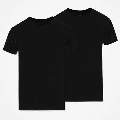 Snocks Round Neck RT 2er-Pack Herren – Schwarz