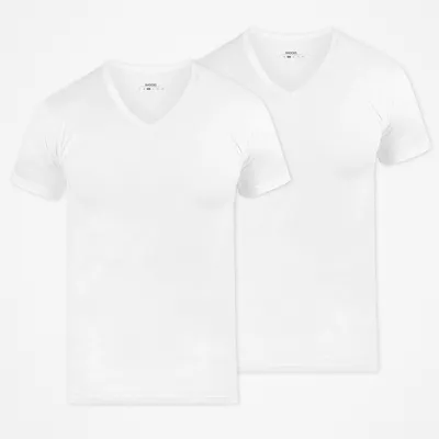 Snocks V-Neck RT 2er-Pack Herren – WHITE