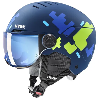 uvex rocket jr visor – blue puzzle matt
