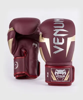 Venum Elite Boxing Gloves – Bordeaux / Gold