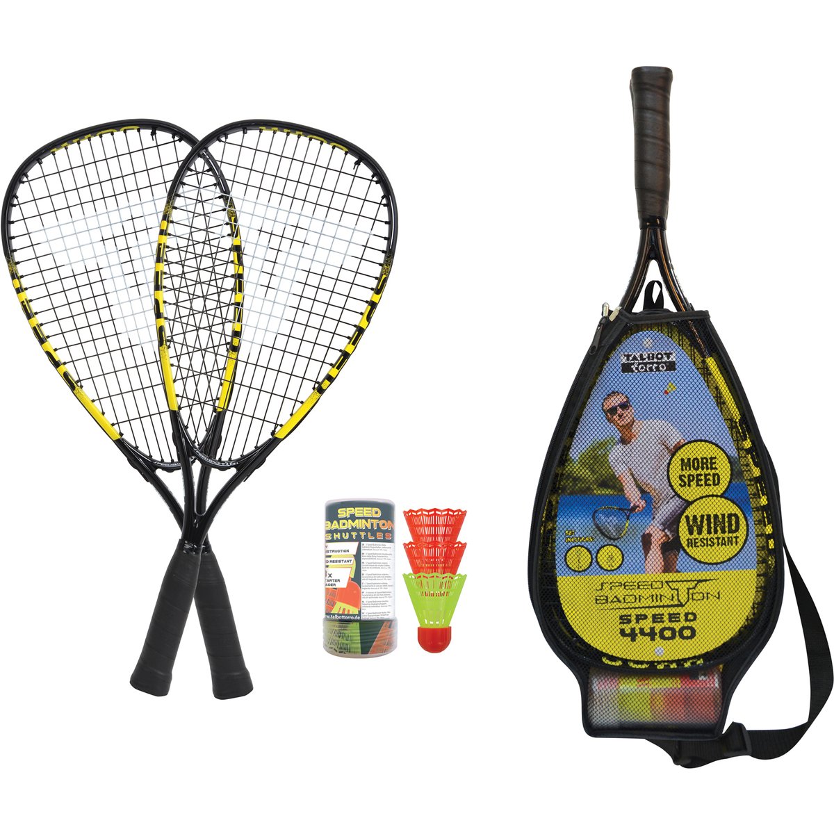 Talbot/torro Speedbadminton Set SPEED 4400 im 3/4 Bag black/yellow, – KEINE FARBE
