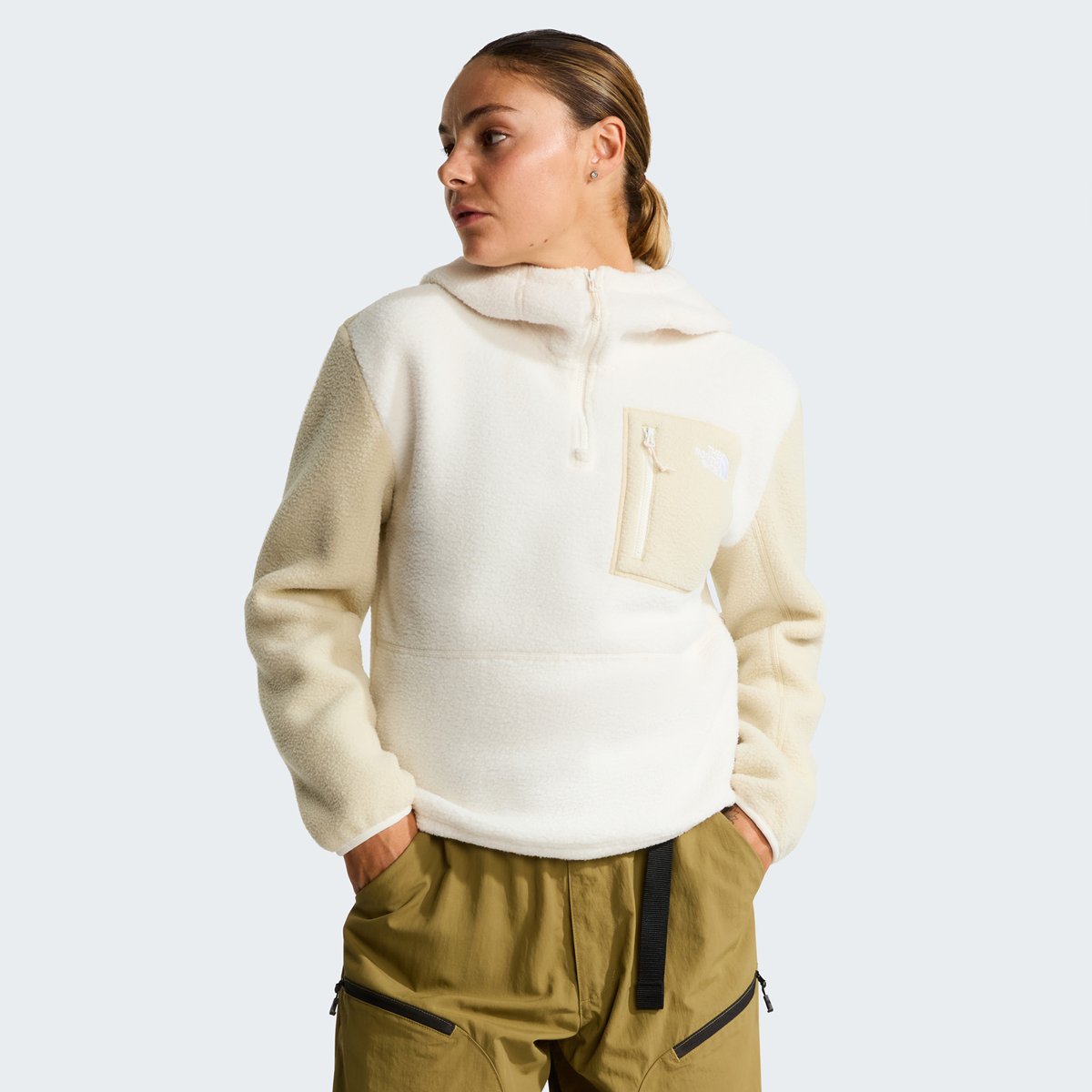 The North Face W YUMIORI 1/4 ZIP HOOD NOVELTY – WHITE DUNE/DESERT STO