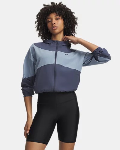 Under Armour Rival Woven Kapuzenjacke Damen – DOWNPOUR GRAY